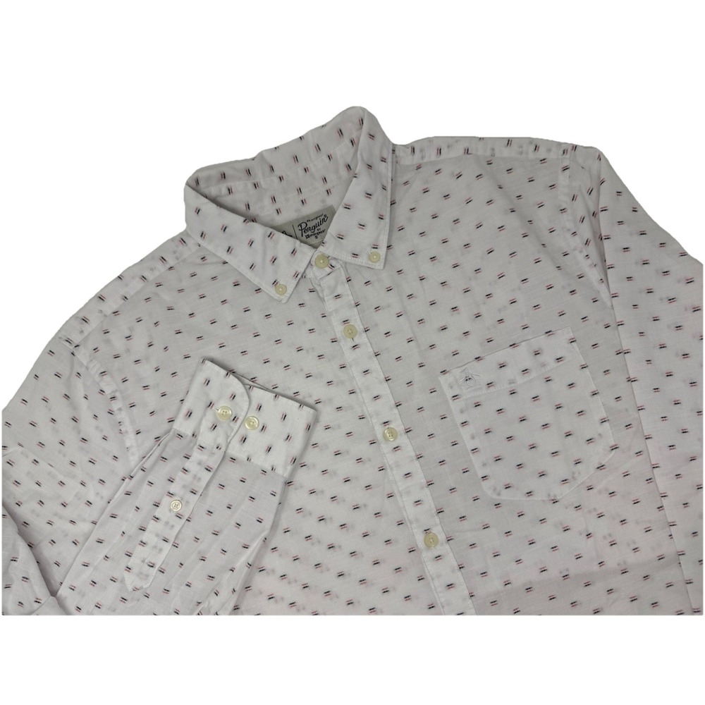 Original Penguin by Munsingwear Men's White Long Sleeve Button Up Shirt‎ XL